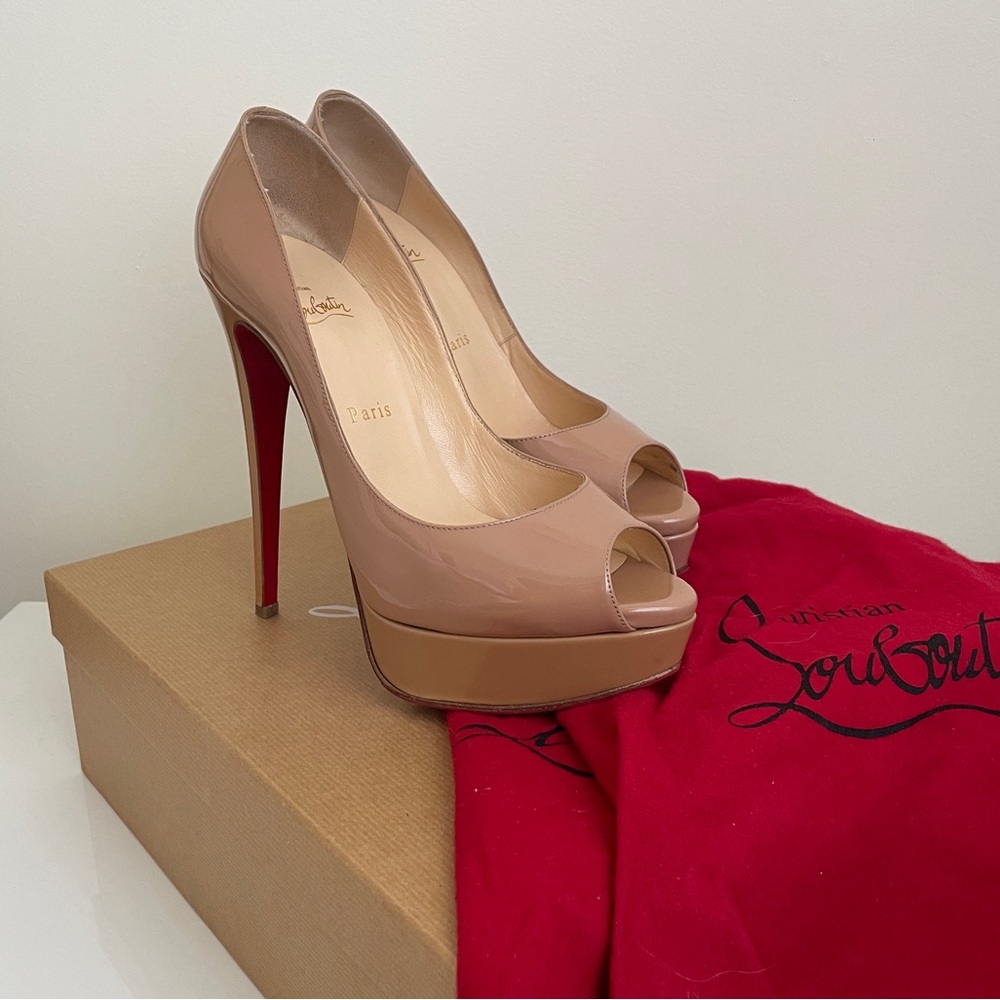 Christian Louboutin Lady Peep 150, NUDE PATENT LEATHER, size 38